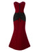 [Pre-Sale] Red 1930s Velvet Bandeau Fishtail Maxi Dress