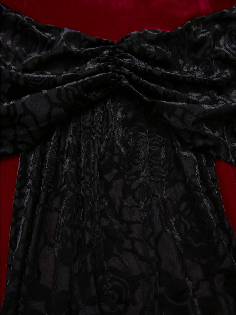 [Pre-Sale] Red 1930s Velvet Bandeau Fishtail Maxi Dress