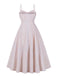 White 1950s Gingham Plaid Spaghetti Strap Dress