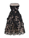 Black 1950s Bandeau Mesh 3D-Floral Patchwork Dress