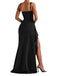 1930s Solid High-Split Square Neck Bodycon Dress