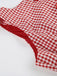 Red 1960s Gingham Plaid Button Sleeveless Dress