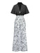 2PCS 1930s Dolman Sleeve Lapel Blouse & Floral Pants