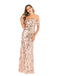 Champagne 1920s Floral Sequined Off-Shoulder Dress