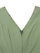 1940s Solid Flare Sleeve Deep V Belted Dress