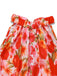 Red 1940s Floral Round Neck Halter Dress
