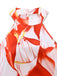 Red 1930s Abstract Prints Belted Sleeveless Jumpsuit