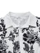 Black 1940s Plants Floral Shirt Collar Belted Dress