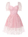 [Pre-Sale] Pink 1950s Star Sequins Mesh Patchwork Dress