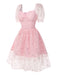 [Pre-Sale] Pink 1950s Star Sequins Mesh Patchwork Dress