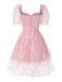 [Pre-Sale] Pink 1950s Star Sequins Mesh Patchwork Dress