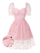 [Pre-Sale] Pink 1950s Star Sequins Mesh Patchwork Dress