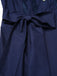 [Pre-Sale] Dark Blue 1940s Bow Lace Trim Belted Dress