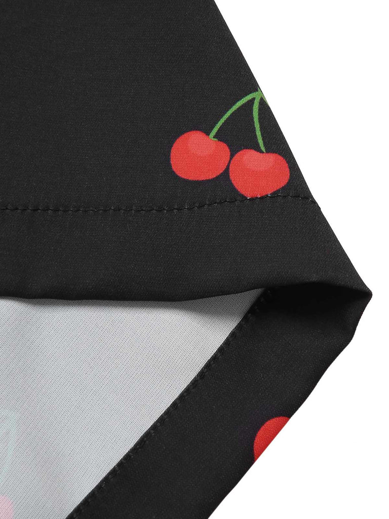 [Pre-Sale] 1940s Square Neck Lace Trim Cherry Bow Jumpsuit