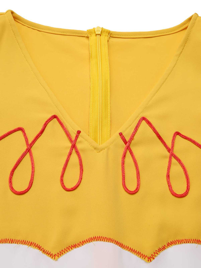 [Pre-Sale] 1980s V-Neck Cowgirl Cut-Out Belted Jumpsuit