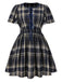 [Pre-Sale] [Plus Size] Blue 1940s Plaid Tie-Front Dress