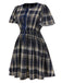 [Pre-Sale] [Plus Size] Blue 1940s Plaid Tie-Front Dress