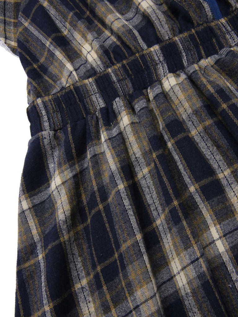 [Pre-Sale] [Plus Size] Blue 1940s Plaid Tie-Front Dress