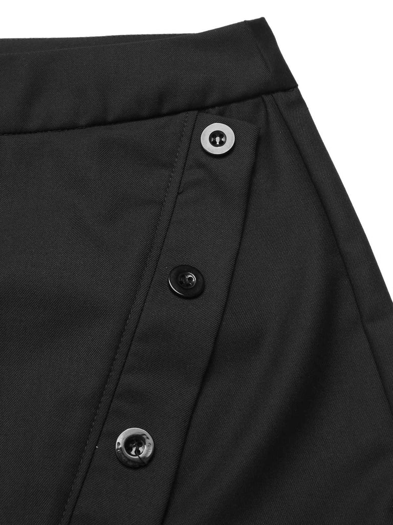 [Pre-Sale] 2PCS 1960s Button Shirt & Lace Hem Solid Skirt