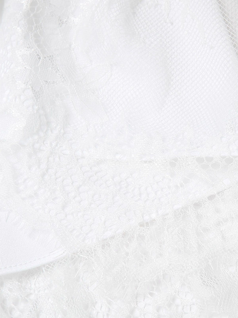 [Pre-Sale] White 1920s Lace Patchwork Dress With Rose Necklace