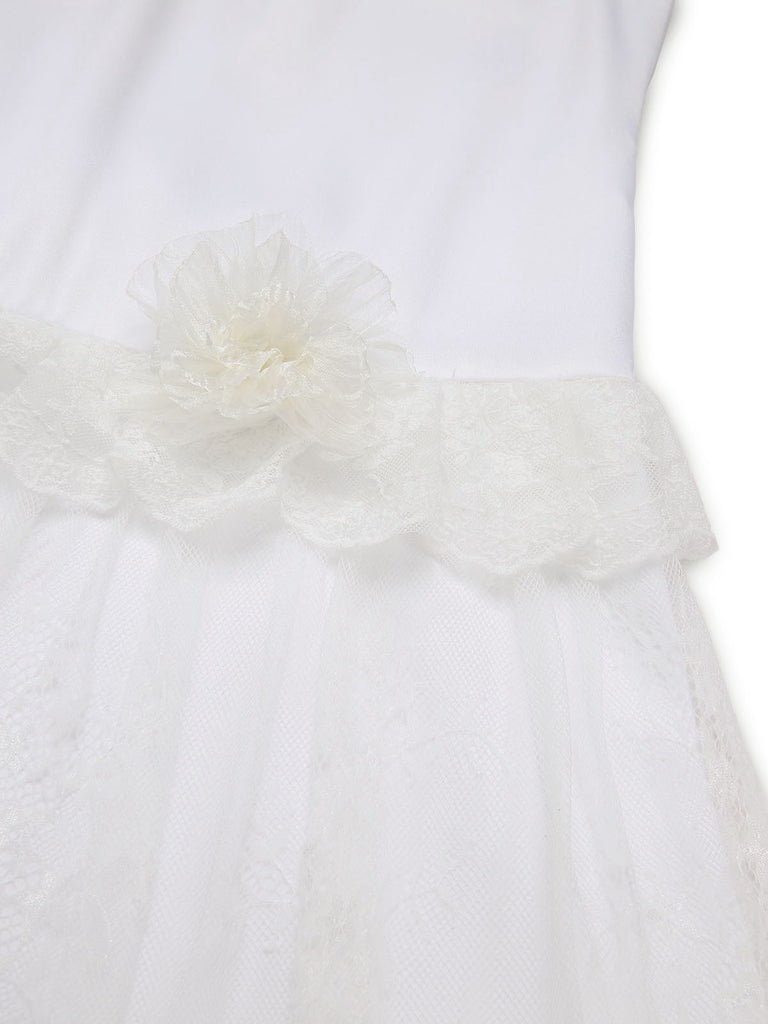 [Pre-Sale] White 1920s Lace Patchwork Dress With Rose Necklace