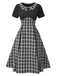 [Pre-Sale] Black 1950s Lapel Pleated Plaid Patchwork Dress