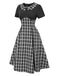 [Pre-Sale] Black 1950s Lapel Pleated Plaid Patchwork Dress