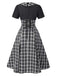 [Pre-Sale] Black 1950s Lapel Pleated Plaid Patchwork Dress