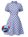[Pre-Sale] Blue 1940s Polka Dot Ruffled Puff Sleeve Dress