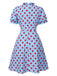 [Pre-Sale] Blue 1940s Polka Dot Ruffled Puff Sleeve Dress