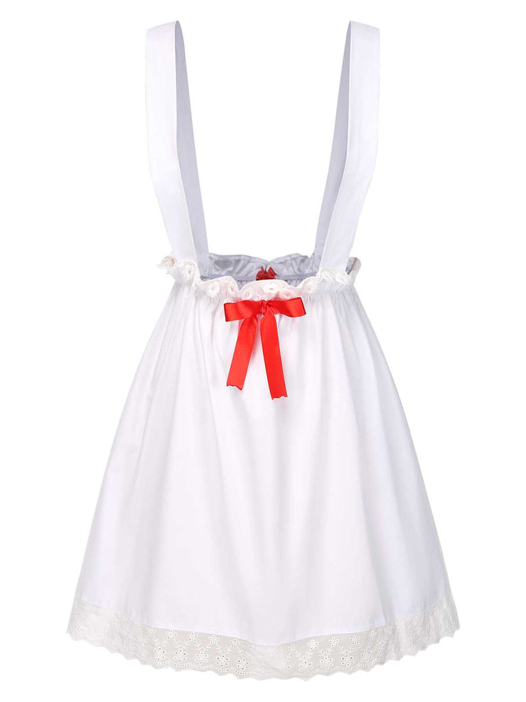 [Pre-Sale] 2PCS 1940s Ruffle Polka Dot Dress & Cotton Apron Skirt