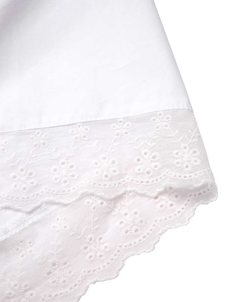 [Pre-Sale] White 1940s Cotton Lace Trim Suspender Apron Skirt