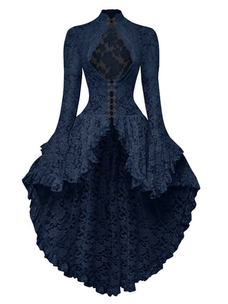 [Pre-Sale] Dark Blue 1980s Gigot Sleeve Victorian Lace Dress
