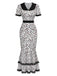 [Pre-Sale] White & Black 1930s Leopard Lace Fishtail Dress