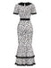 [Pre-Sale] White & Black 1930s Leopard Lace Fishtail Dress