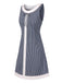 [Pre-Sale] Blue Grey 1960s A-Line Stripe Bow Dress