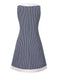 [Pre-Sale] Blue Grey 1960s A-Line Stripe Bow Dress