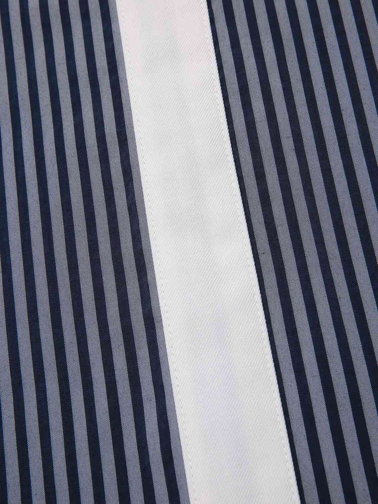 [Pre-Sale] Blue Grey 1960s A-Line Stripe Bow Dress