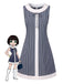 [Pre-Sale] Blue Grey 1960s A-Line Stripe Bow Dress