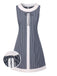 [Pre-Sale] Blue Grey 1960s A-Line Stripe Bow Dress