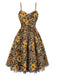 1950s Slip Leopard Sunflower Butterflies Lace Dress