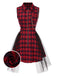 [Pre-Sale] Red 1980s Punk Lapel Mesh Skirt Tartan Dress