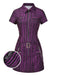 [Pre-Sale] Purple 1940s Gothic Striped Chains Belted Mini Dress