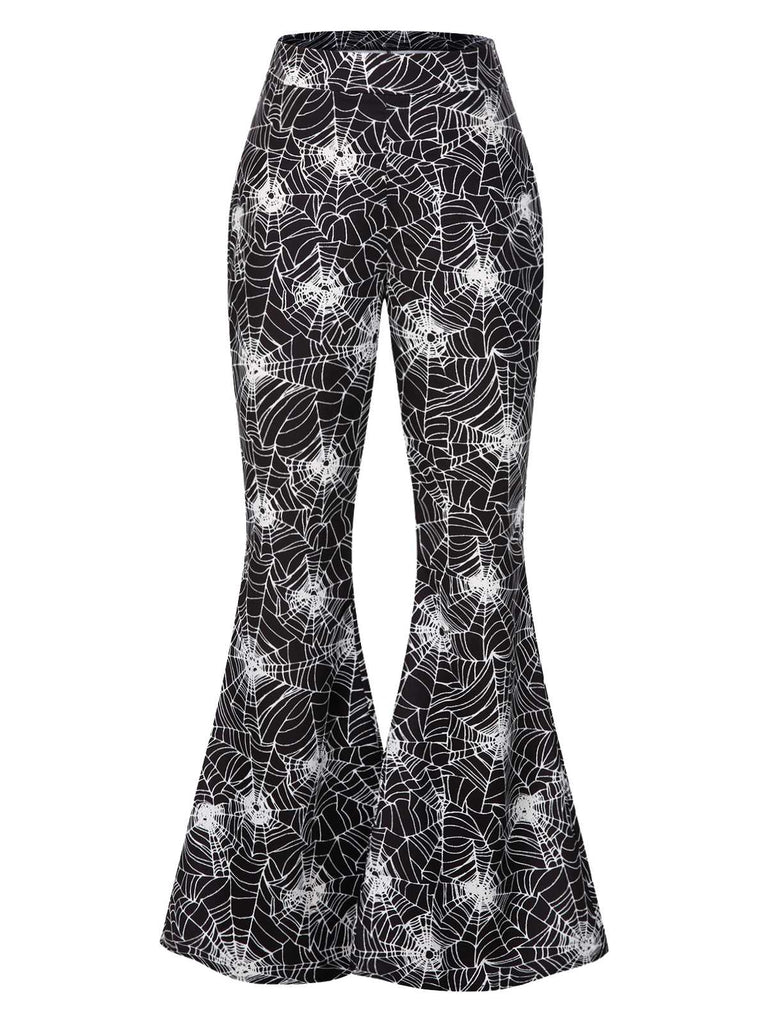 [Pre-Sale] 2PCS Halloween 1960s Fishnet Top & Spiderweb Flared Pants