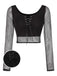 [Pre-Sale] Black 1960s Fishnet Lace-Up Crop Top