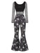 [Pre-Sale] 2PCS Halloween 1960s Fishnet Top & Spiderweb Flared Pants