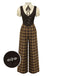 [Pre-Sale] Brown 1930s Fake 3PCS Bow Plaid Jumpsuit