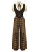 [Pre-Sale] Brown 1930s Fake 3PCS Bow Plaid Jumpsuit