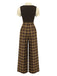 [Pre-Sale] Brown 1930s Fake 3PCS Bow Plaid Jumpsuit