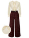 [Pre-Sale] Apricot & Red 1940s Tucked Lace Belted Jumpsuit